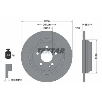 Jeu de 2 disques de frein arrière TEXTAR 92272703