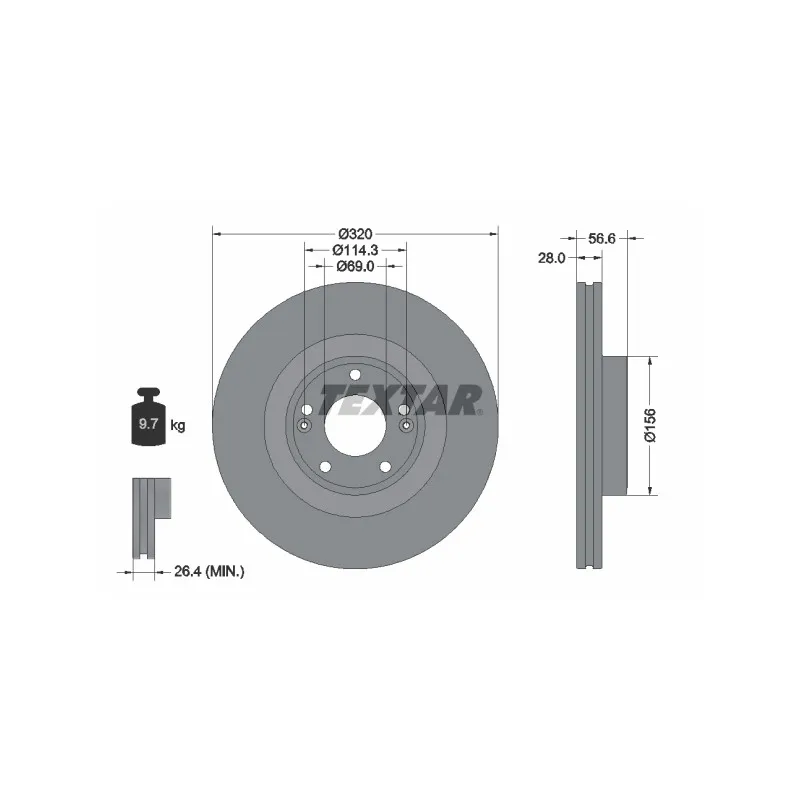 Jeu de 2 disques de frein avant TEXTAR 92272803
