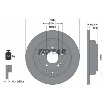 Jeu de 2 disques de frein arrière TEXTAR 92272903