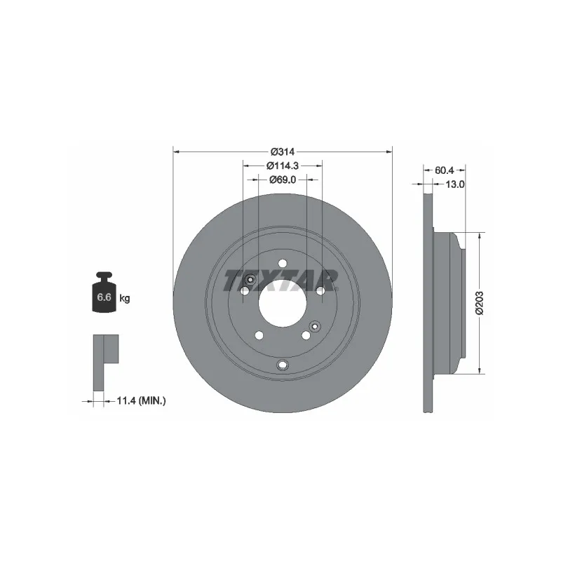 Jeu de 2 disques de frein arrière TEXTAR 92272903