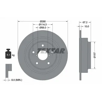 Jeu de 2 disques de frein arrière TEXTAR 92273203