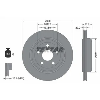 Jeu de 2 disques de frein arrière TEXTAR 92273403