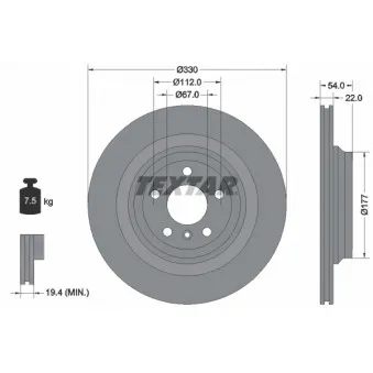 Jeu de 2 disques de frein arrière TEXTAR 92273505
