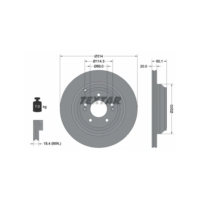 Jeu de 2 disques de frein arrière TEXTAR 92273703