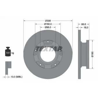 Jeu de 2 disques de frein arrière TEXTAR 92273903