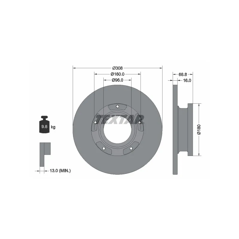 Jeu de 2 disques de frein arrière TEXTAR 92273903