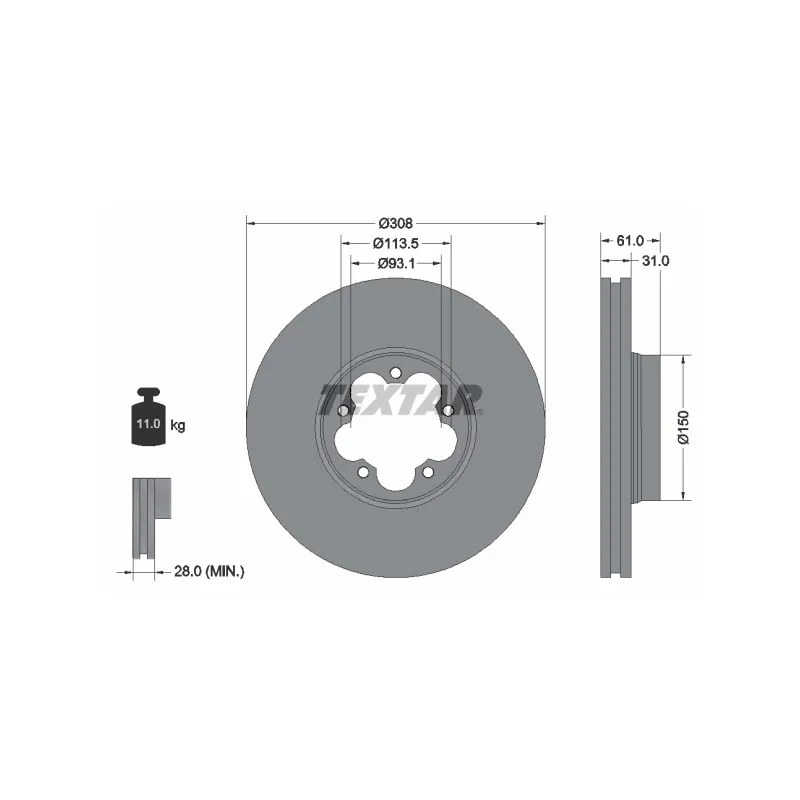 Jeu de 2 disques de frein avant TEXTAR 92274303