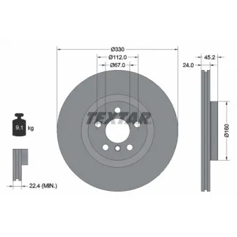 Jeu de 2 disques de frein avant TEXTAR 92274403