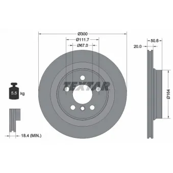 Jeu de 2 disques de frein arrière TEXTAR 92274503