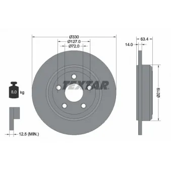Jeu de 2 disques de frein arrière TEXTAR 92274703