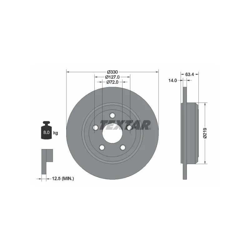 Jeu de 2 disques de frein arrière TEXTAR 92274703