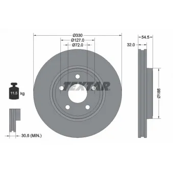 Jeu de 2 disques de frein avant TEXTAR 92274803