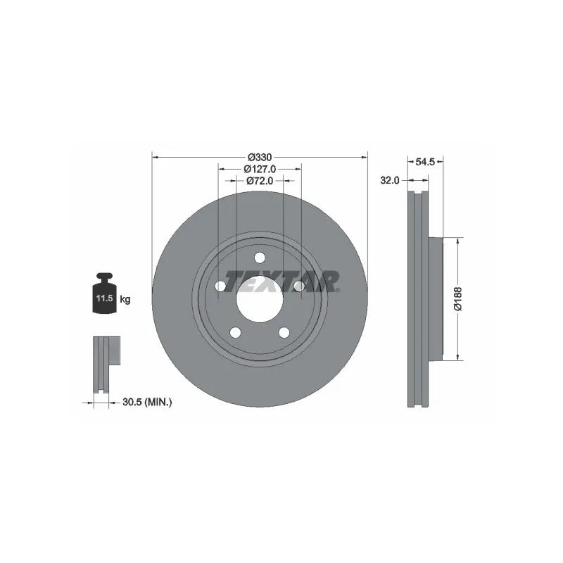 Jeu de 2 disques de frein avant TEXTAR 92274803