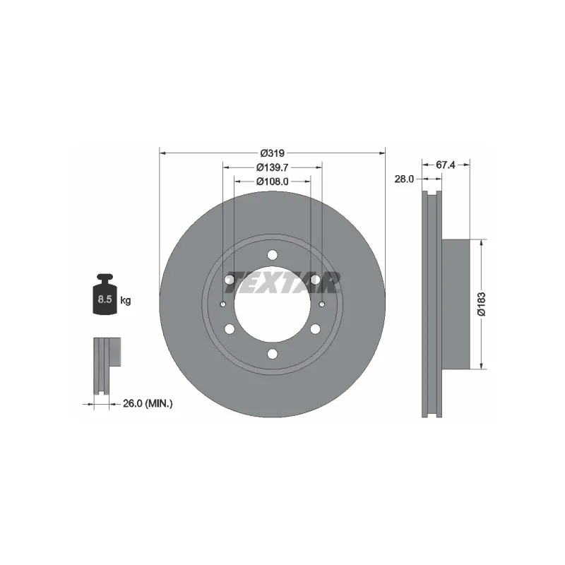 Jeu de 2 disques de frein avant TEXTAR 92274903