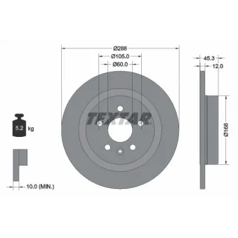 Jeu de 2 disques de frein arrière TEXTAR 92275203