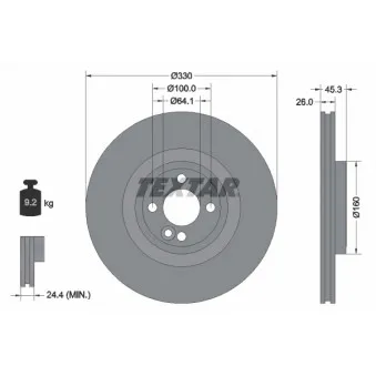 Jeu de 2 disques de frein avant TEXTAR 92275403