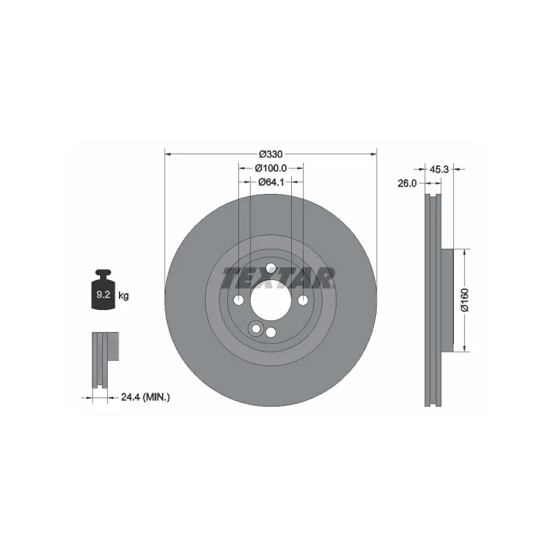 Jeu de 2 disques de frein avant TEXTAR 92275403