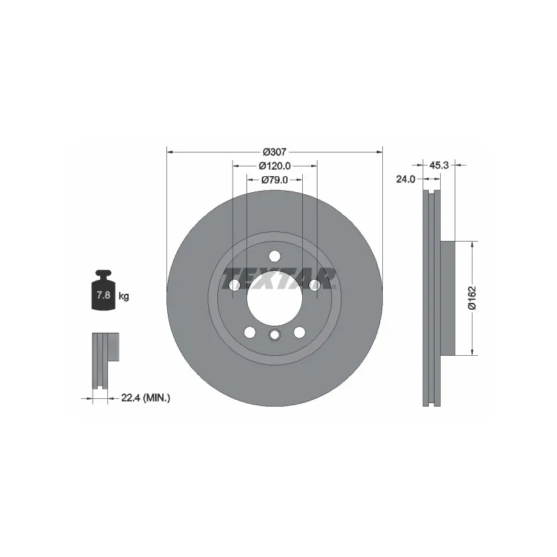 Jeu de 2 disques de frein avant TEXTAR 92275605