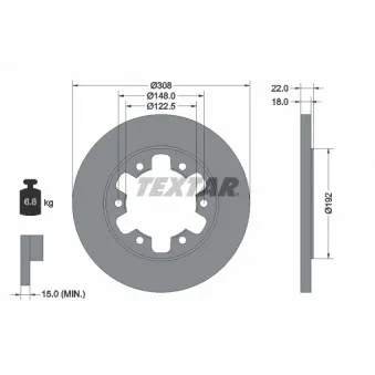 Jeu de 2 disques de frein arrière TEXTAR 92275803