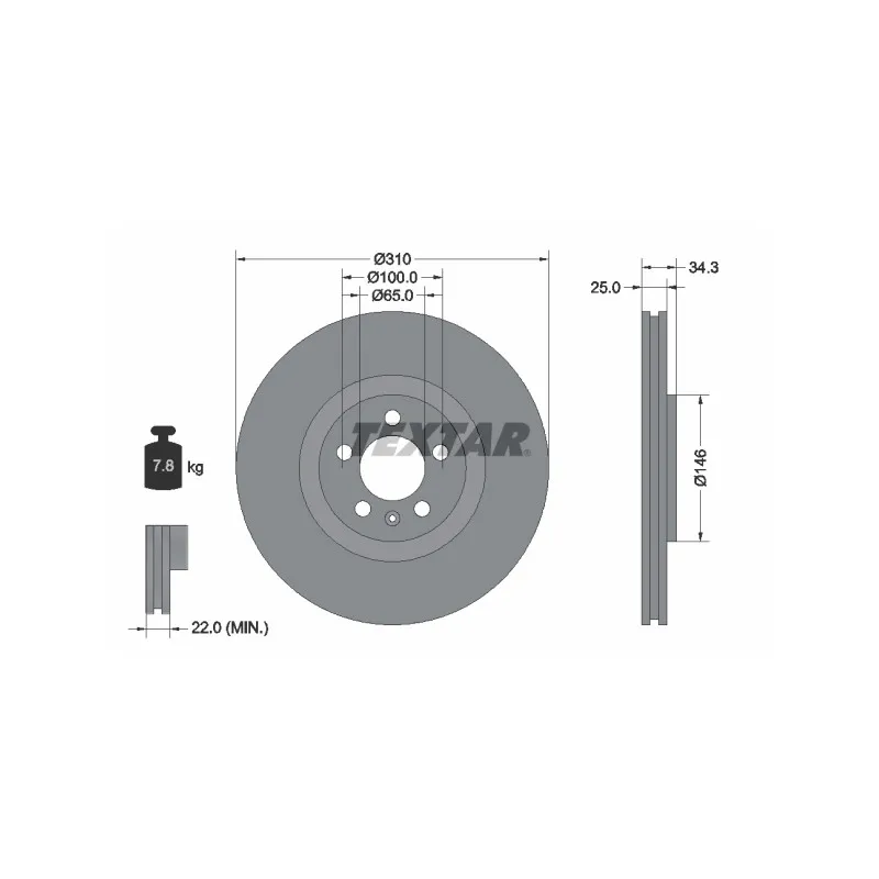 Jeu de 2 disques de frein avant TEXTAR 92275905