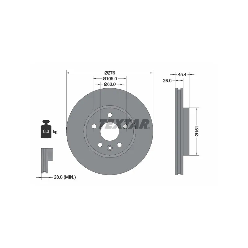 Jeu de 2 disques de frein avant TEXTAR 92277103