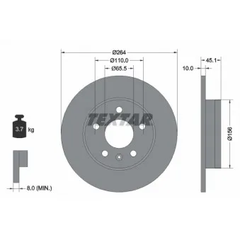 Jeu de 2 disques de frein arrière TEXTAR 92277303