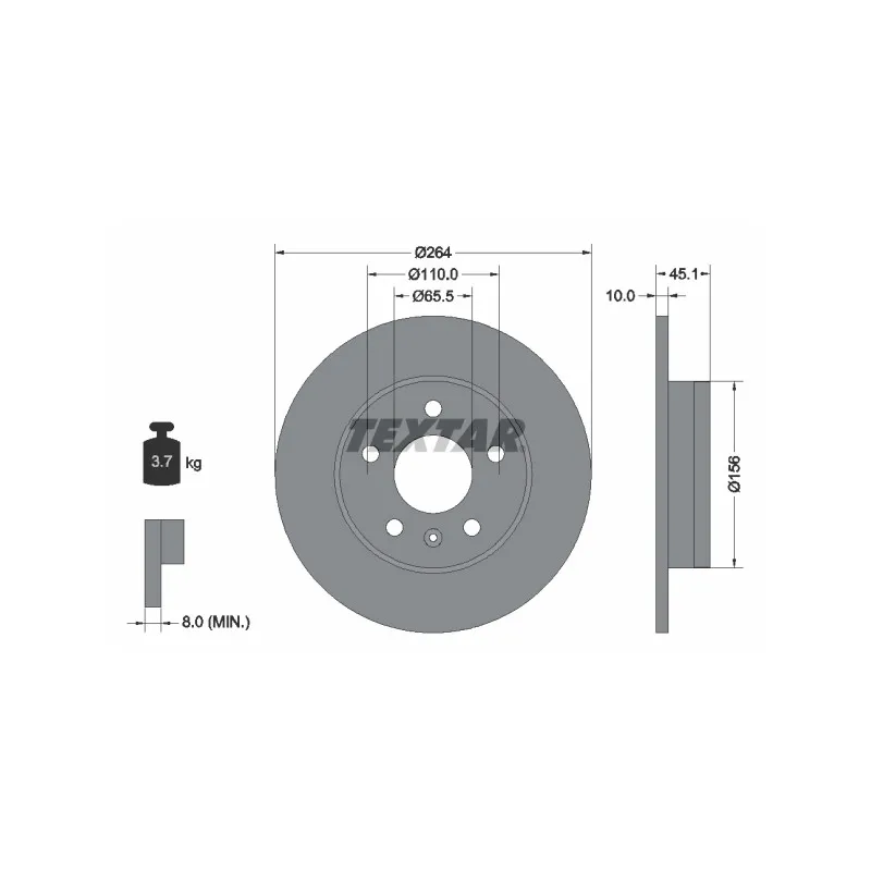 Jeu de 2 disques de frein arrière TEXTAR 92277303