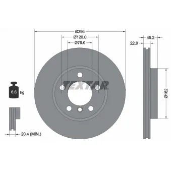Jeu de 2 disques de frein avant TEXTAR 92277805