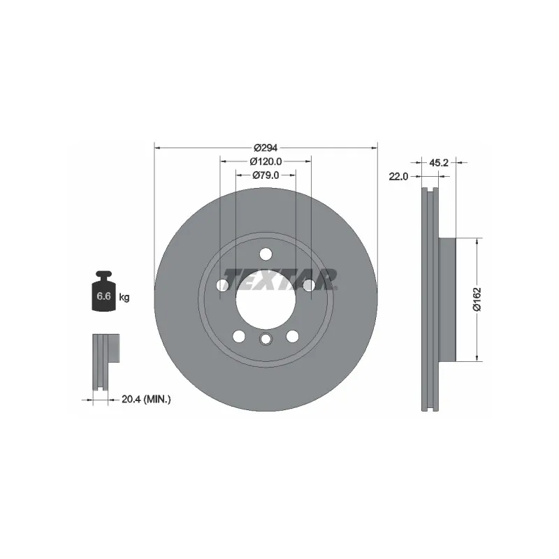 Jeu de 2 disques de frein avant TEXTAR 92277805