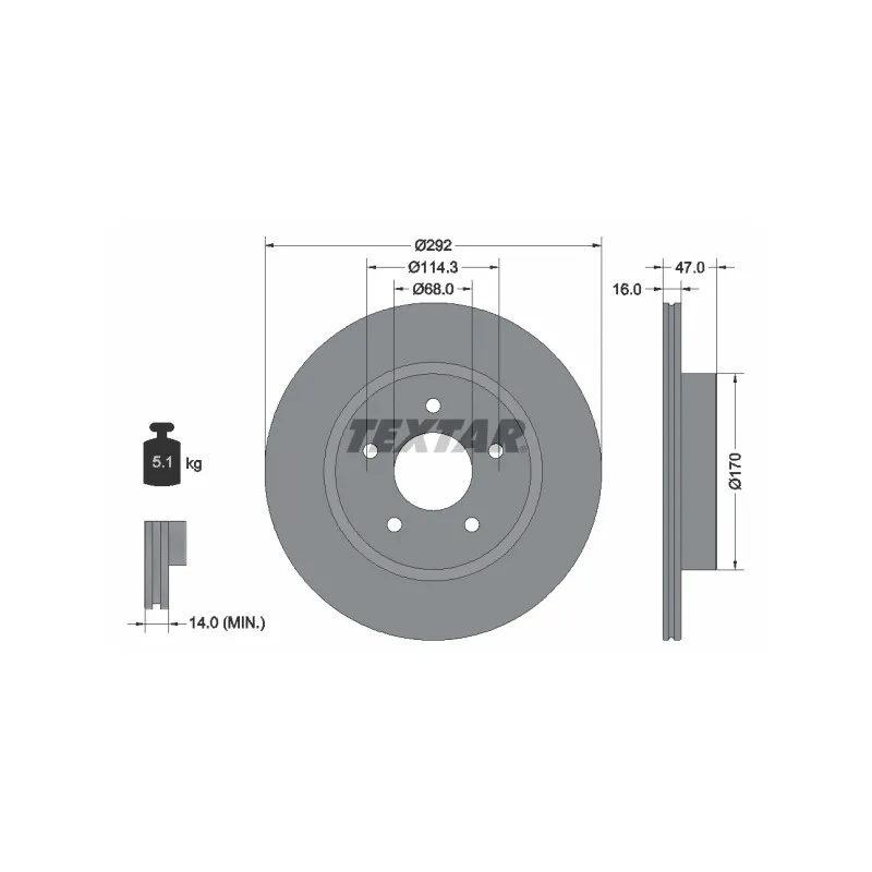 Jeu de 2 disques de frein arrière TEXTAR 92278103