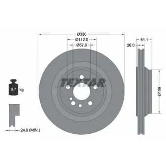 Jeu de 2 disques de frein arrière TEXTAR 92278303