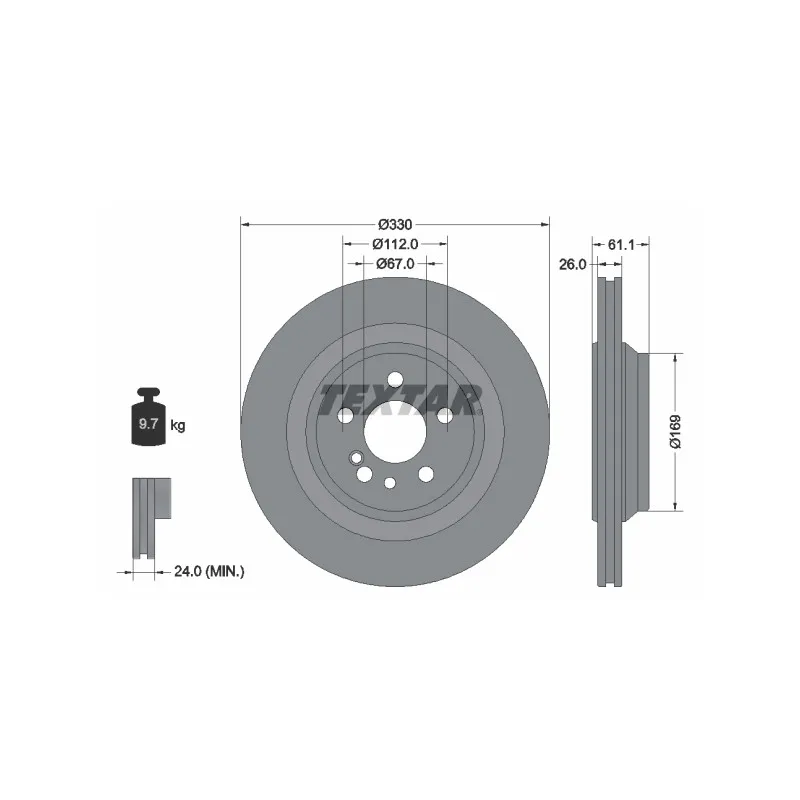 Jeu de 2 disques de frein arrière TEXTAR 92278303