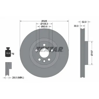 Jeu de 2 disques de frein avant TEXTAR 92278603
