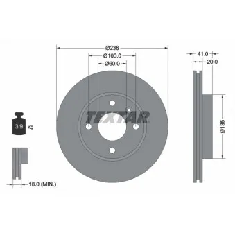 Jeu de 2 disques de frein avant TEXTAR 92278703