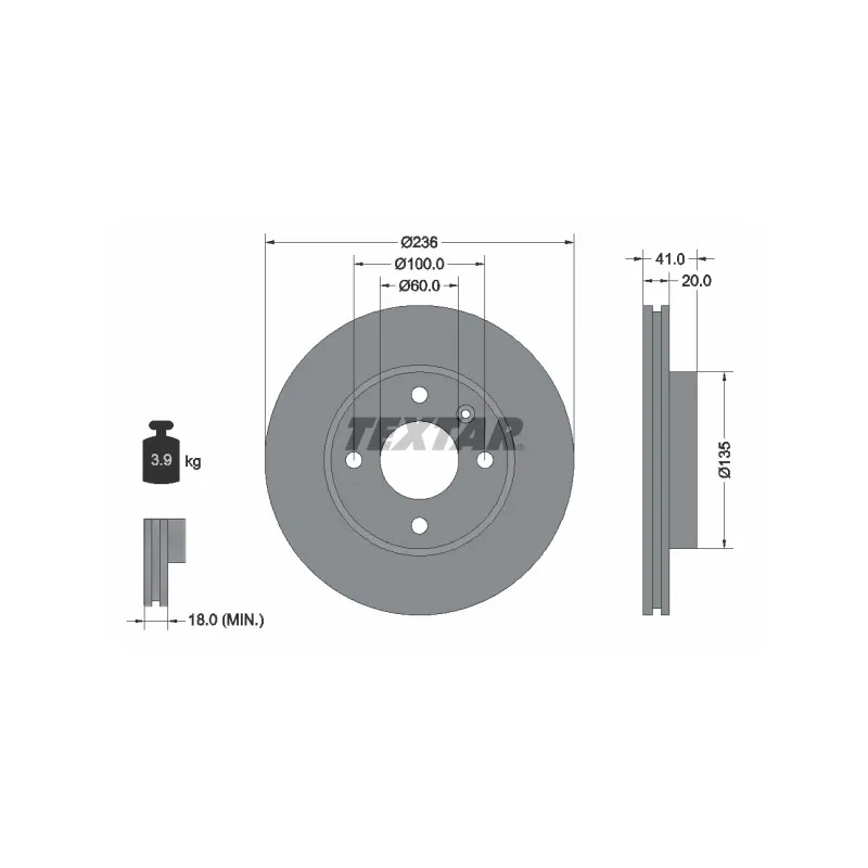 Jeu de 2 disques de frein avant TEXTAR 92278703