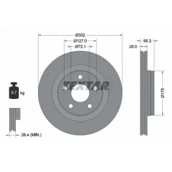 Jeu de 2 disques de frein avant TEXTAR 92278803