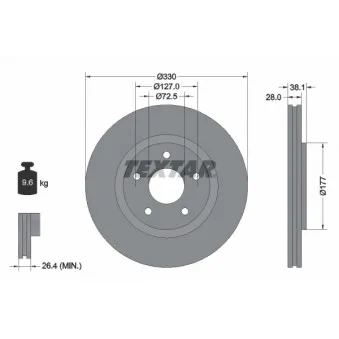 Jeu de 2 disques de frein avant TEXTAR 92278903