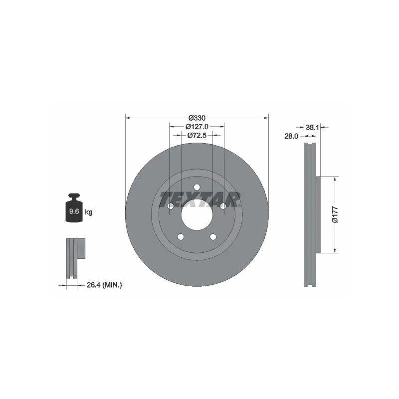Jeu de 2 disques de frein avant TEXTAR 92278903