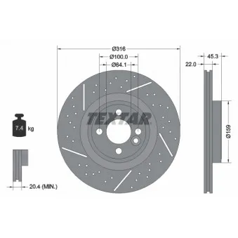 Jeu de 2 disques de frein avant TEXTAR 92279105