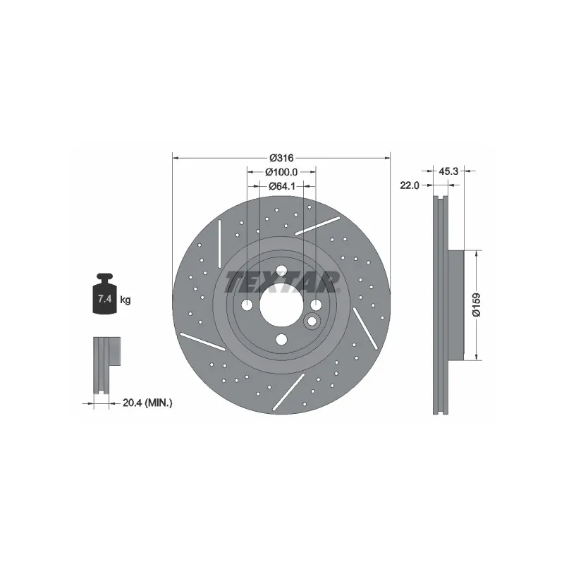 Jeu de 2 disques de frein avant TEXTAR 92279105