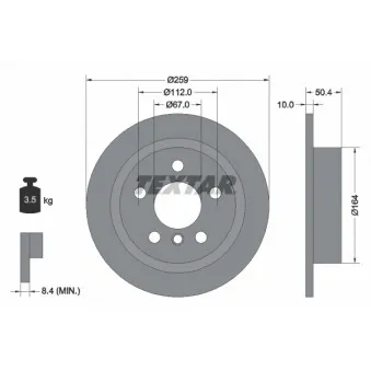 Jeu de 2 disques de frein arrière TEXTAR 92279303