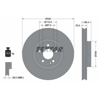 Jeu de 2 disques de frein avant TEXTAR 92279403