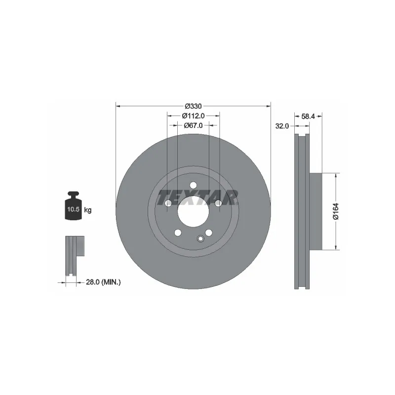 Jeu de 2 disques de frein avant TEXTAR 92279403