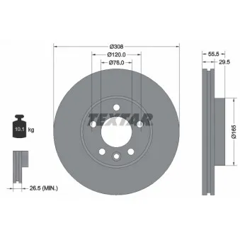 Jeu de 2 disques de frein avant TEXTAR 92279505