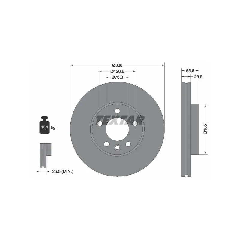 Jeu de 2 disques de frein avant TEXTAR 92279505