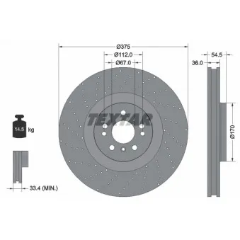 Jeu de 2 disques de frein avant TEXTAR 92279805