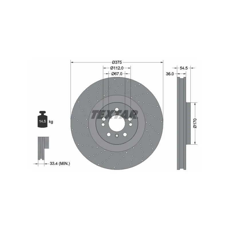 Jeu de 2 disques de frein avant TEXTAR 92279805