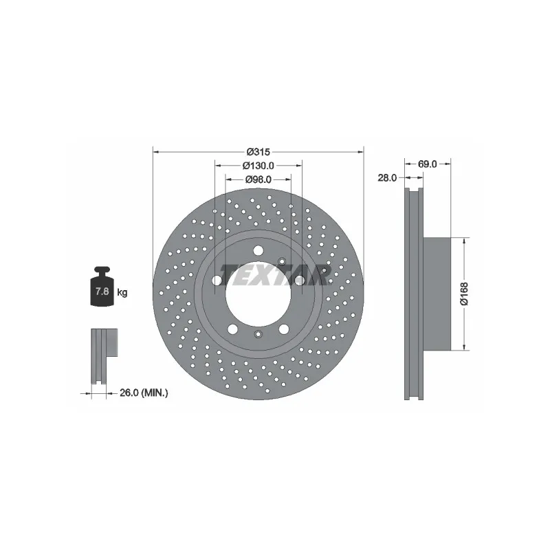 Disque de frein avant droit TEXTAR 92280005
