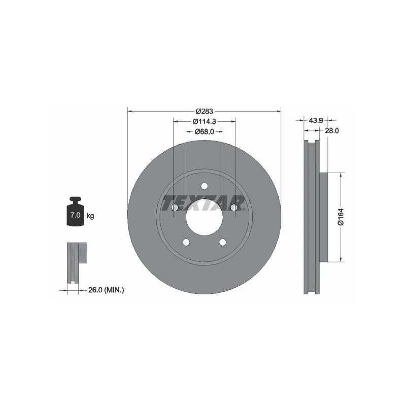 Jeu de 2 disques de frein avant TEXTAR 92280103