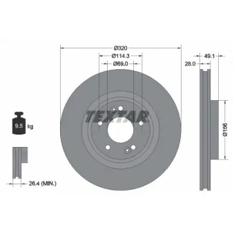 Jeu de 2 disques de frein avant TEXTAR 92281803